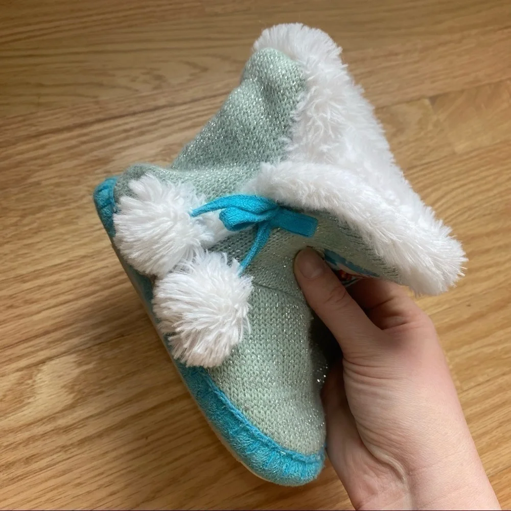 Disney Frozen Slipper Boots Silver Blue 9 10 Girls Toddler